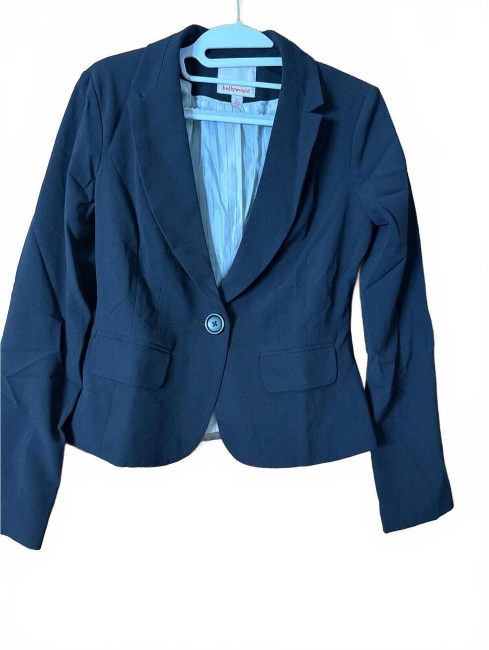 Hollywould Women's Black Tailored Blazer with Single Button Closure, Size M